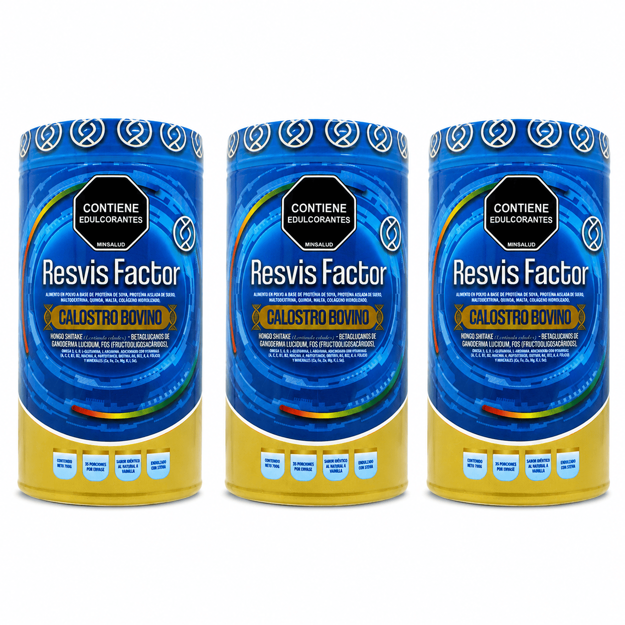 3 tarros de Resvis Factor Calostro Bovino, paga 2 y lleva 3