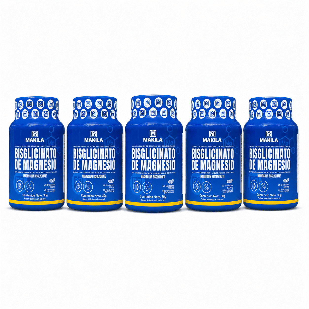 5 Frascos de MAKILA Bisglicinato de Magnesio