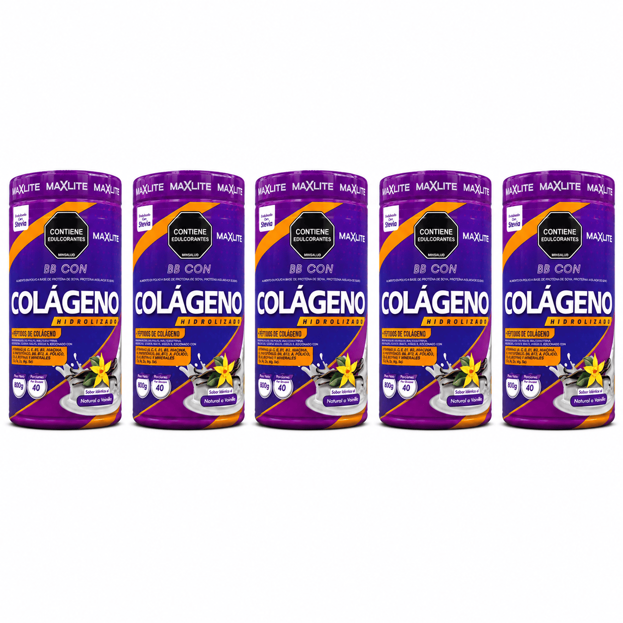 5 tarros de MaxLite Colágeno con Resveratrol
