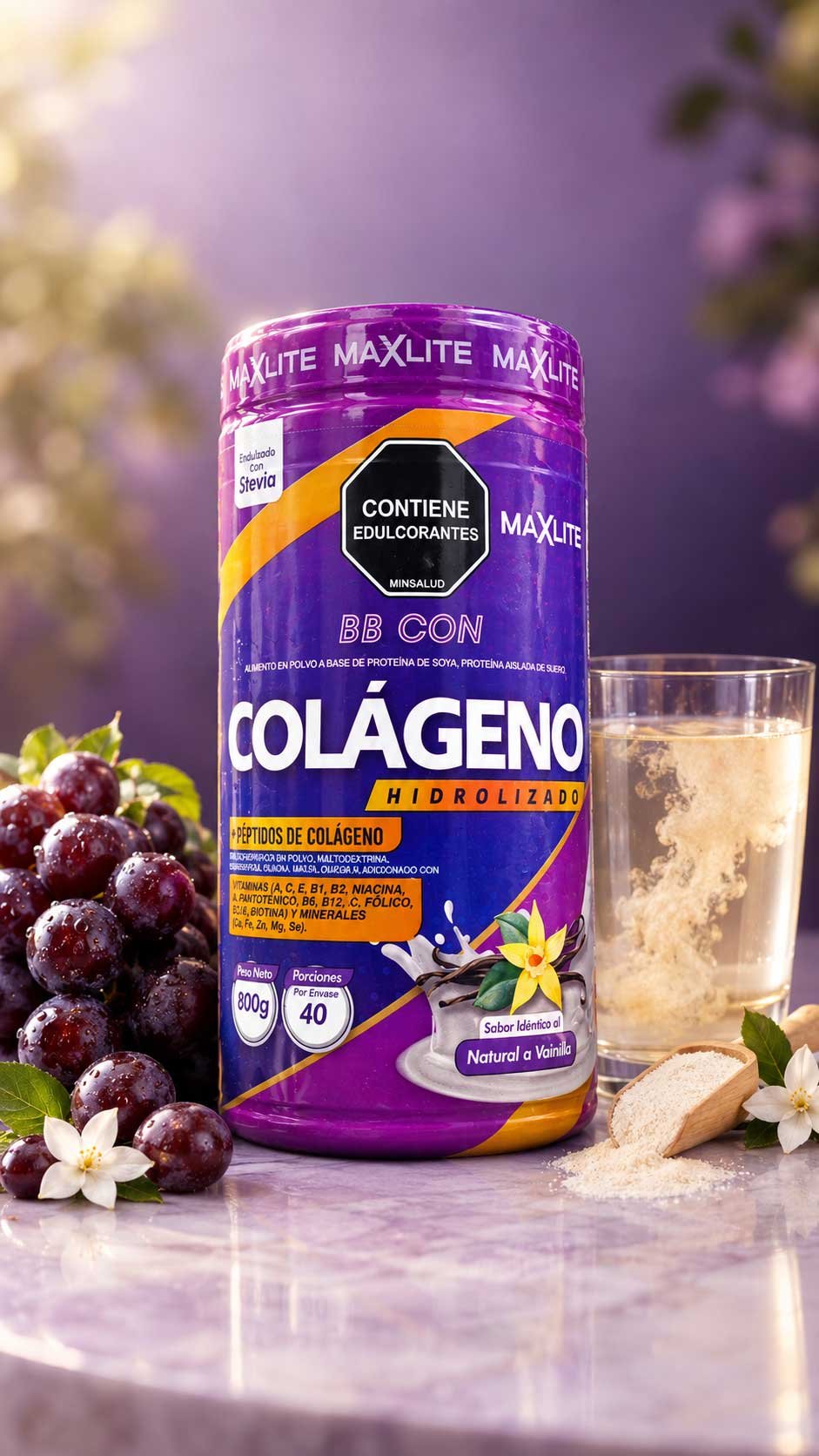 MaxLite Colágeno Hidrolizado con Resveratrol de Savya Vital