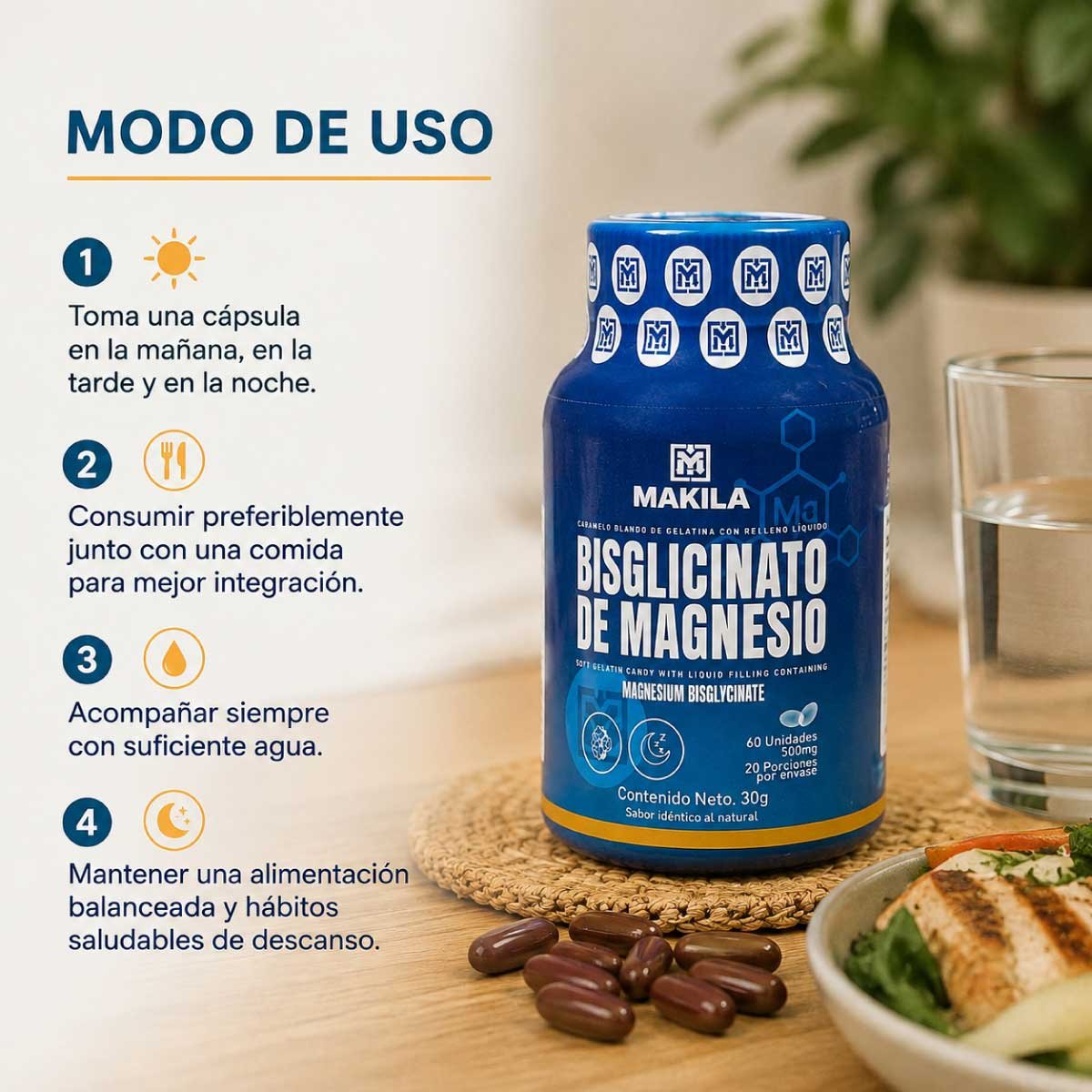 Bisglicinato de Magnesio en Cápsulas Blandas Makila | 60 Cápsulas - Imagen 3