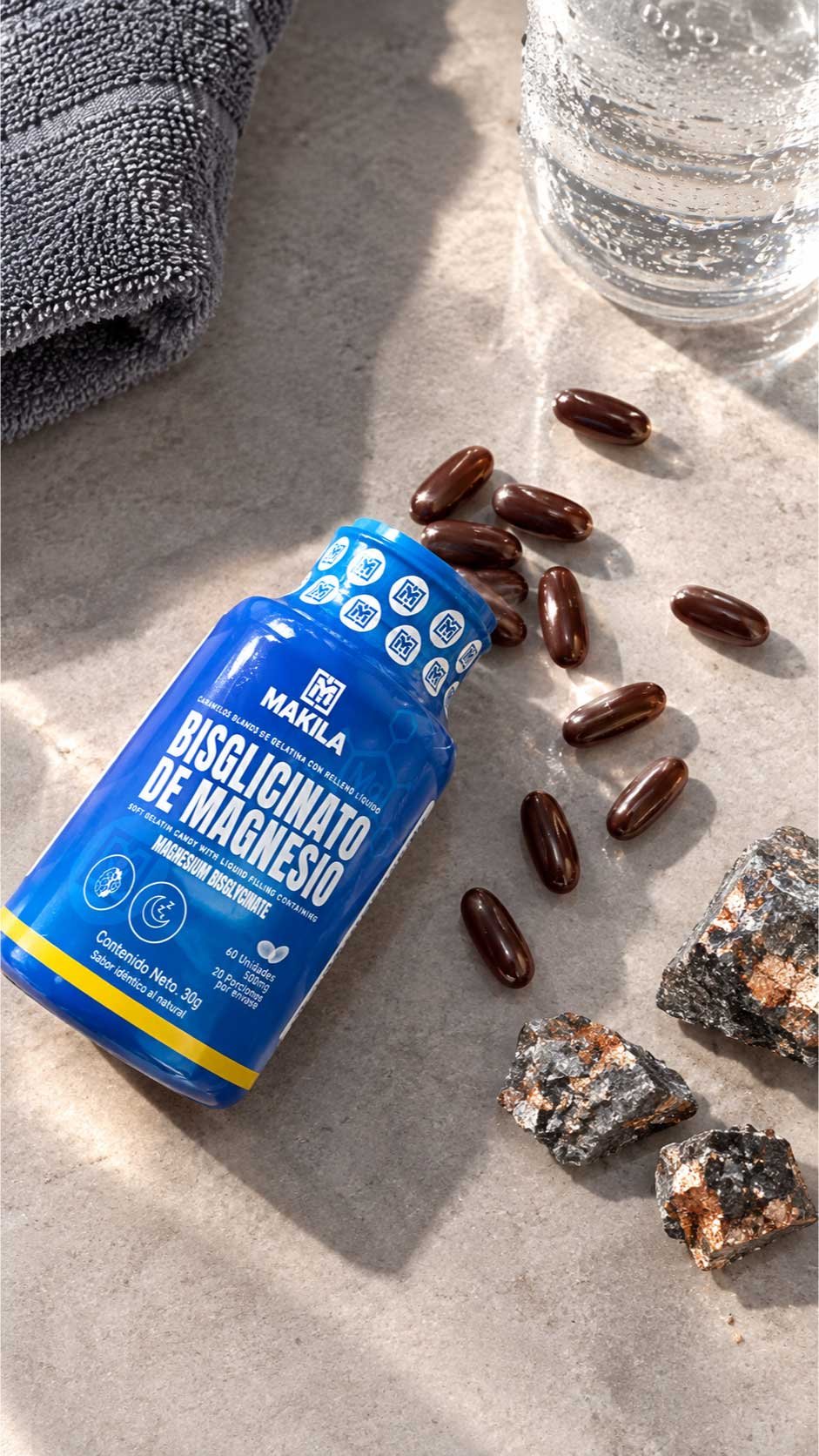 Ingrediente activo de MAKILA: bisglicinato de magnesio en cápsulas blandas masticables