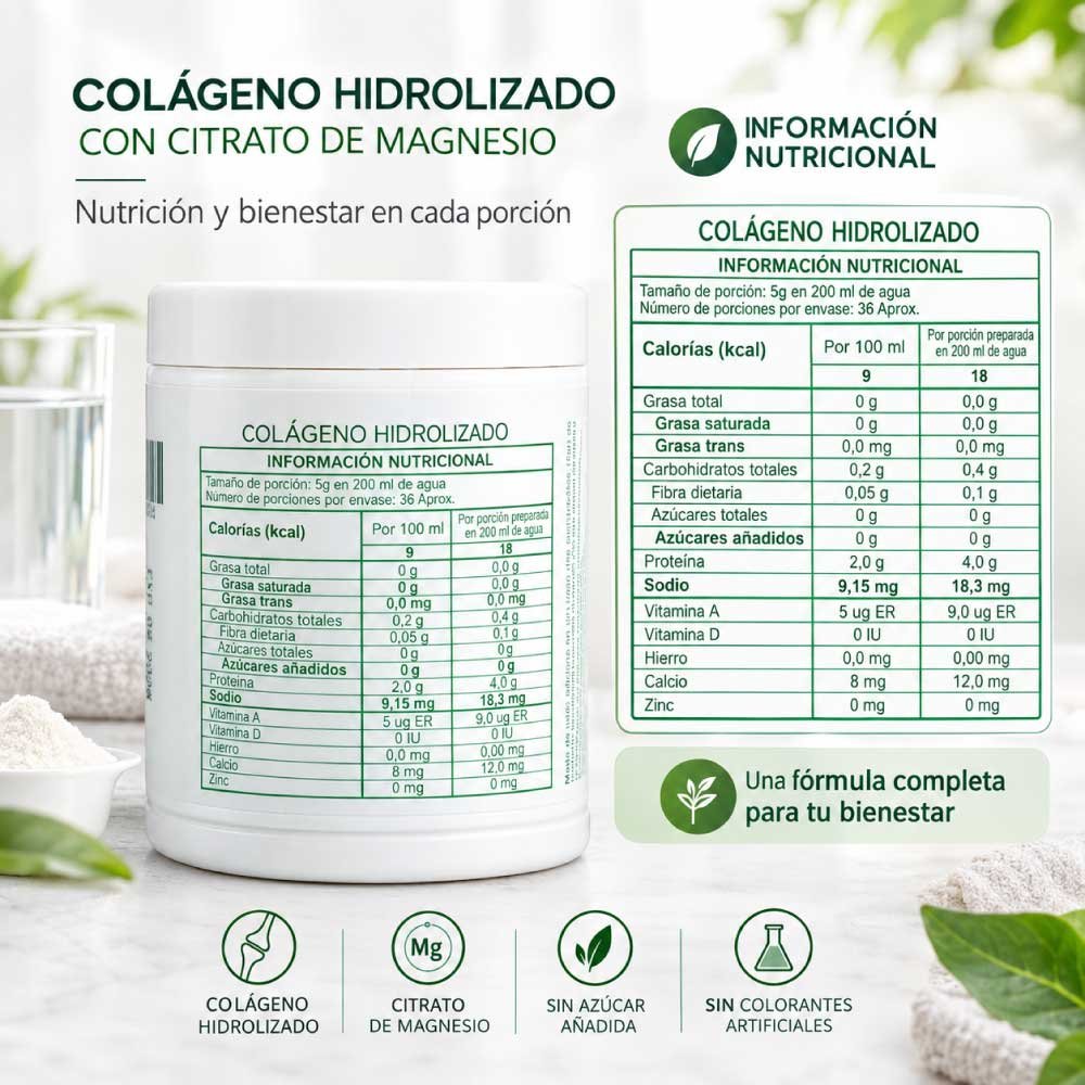 Colágeno Hidrolizado con Citrato de Magnesio | 180 gramos - Imagen 3